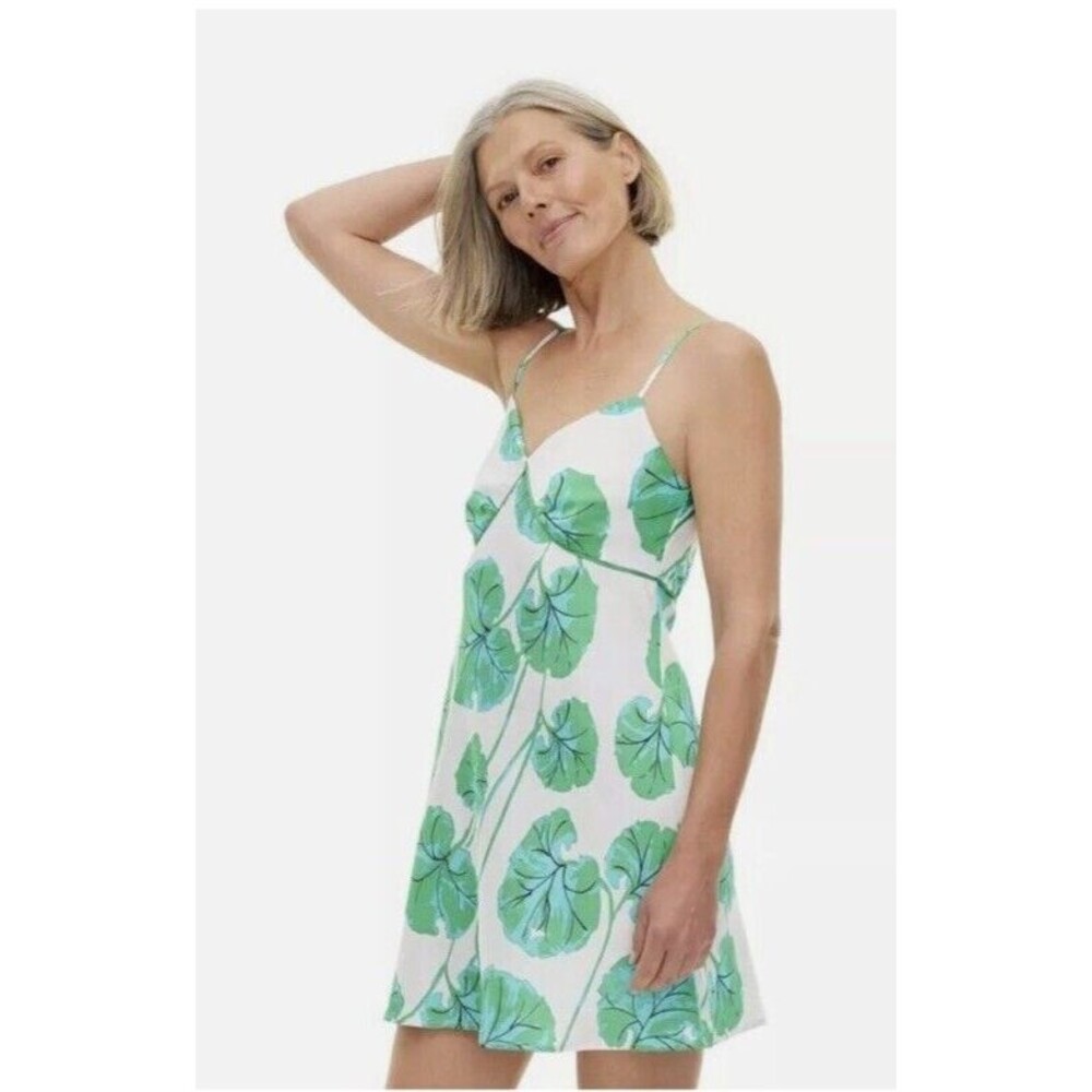 Women's Geranium Leaf Short Satin Slip Dress - DVF x Target Size XS NWOT